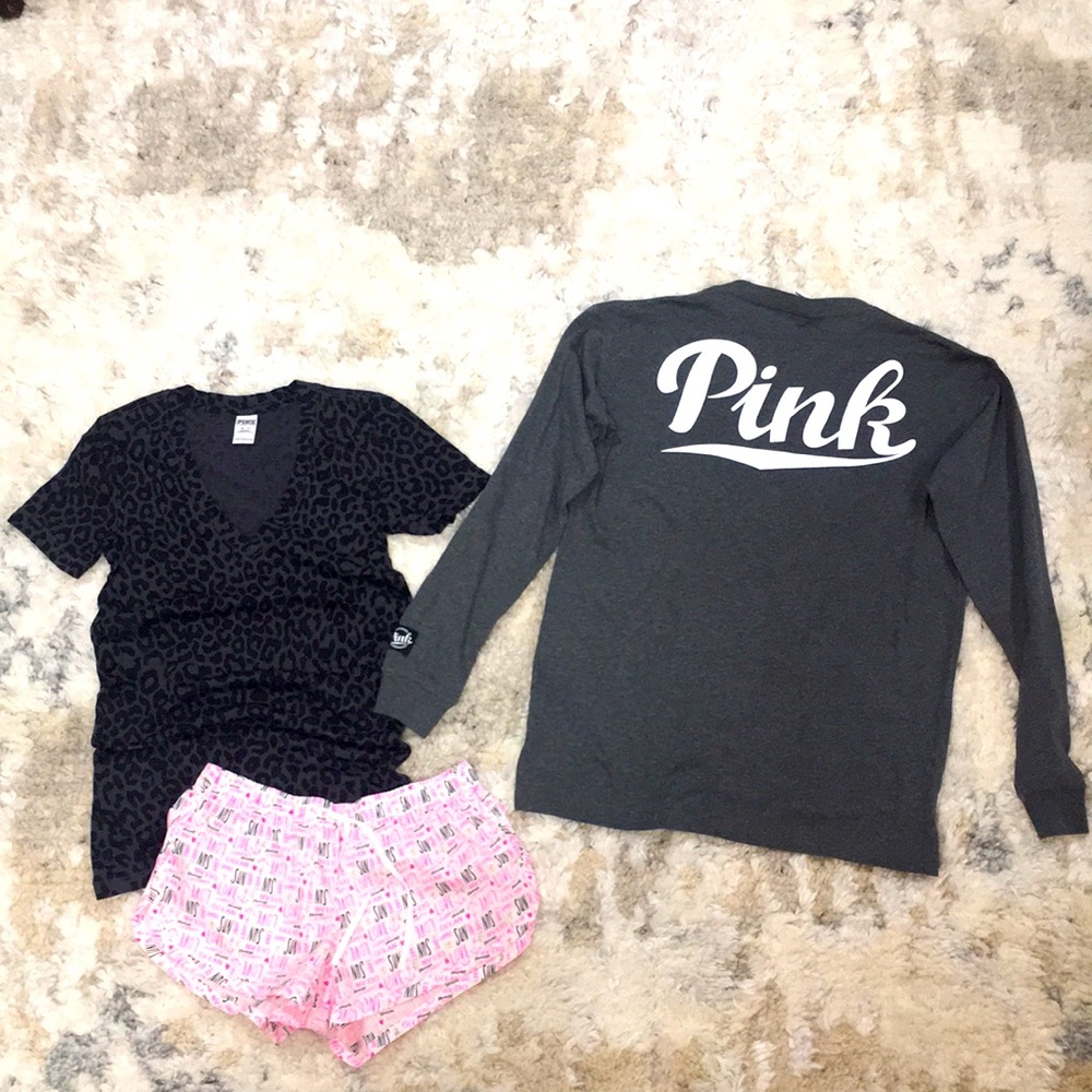 PINK Bundle  T-Shirt, Long Sleeve T, and Shorts